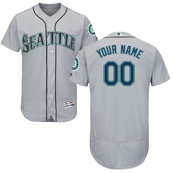 Men Seattle Mariners Majestic Road Gray Flex Base Authentic Collection Custom MLB Jersey